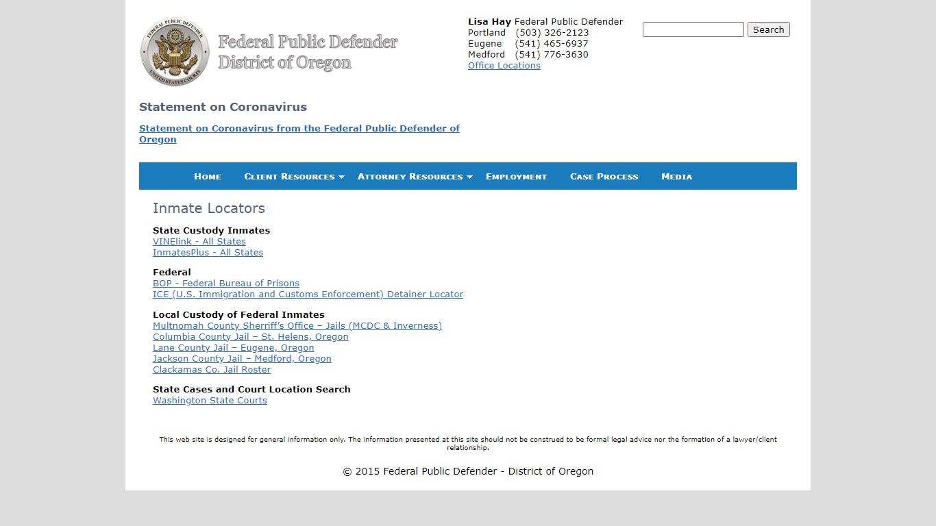 Inmate Locators | Office of the Federal Public Defender ...